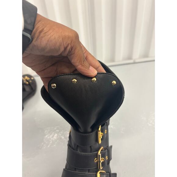 Giuseppe Zanotti Blk Leather Studded Moto Ankle Boots Women’s 6 IT36 Buckle Zip - Picture 4 of 16